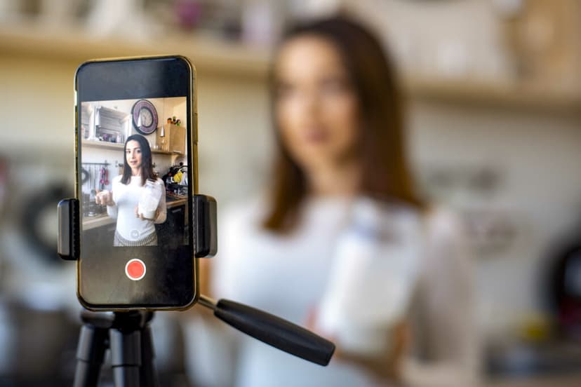 a woman making a Tiktok video